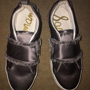 Sam Edelman Levine frayed satin slip-on sneakers